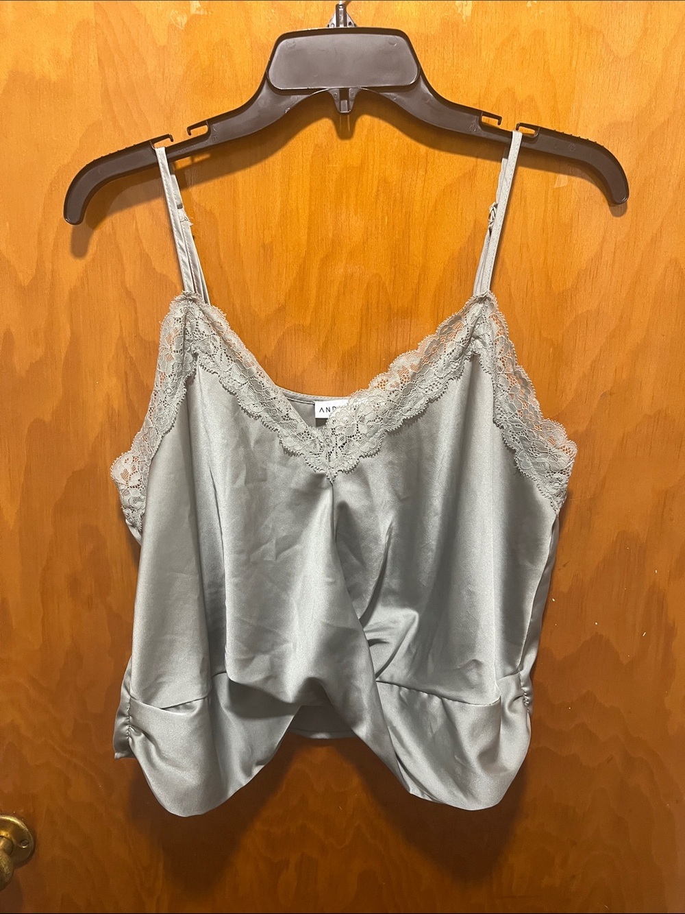 And Now This Lace-Trim Satin Camisole in Light Green